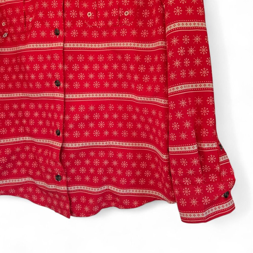 Magellan Outdoors Fish Gear Womens Red Holiday Relaxed Fit Shirt Large - Picture 11 of 16